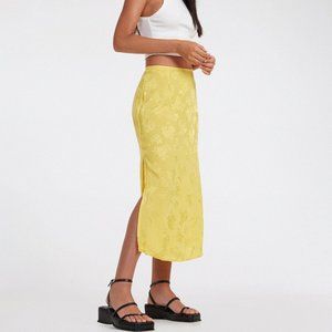 MOTEL KINDRA MIDI SKIRT IN SATIN ROSE SUNSHINE YELLOW SIZE S - NWT $62